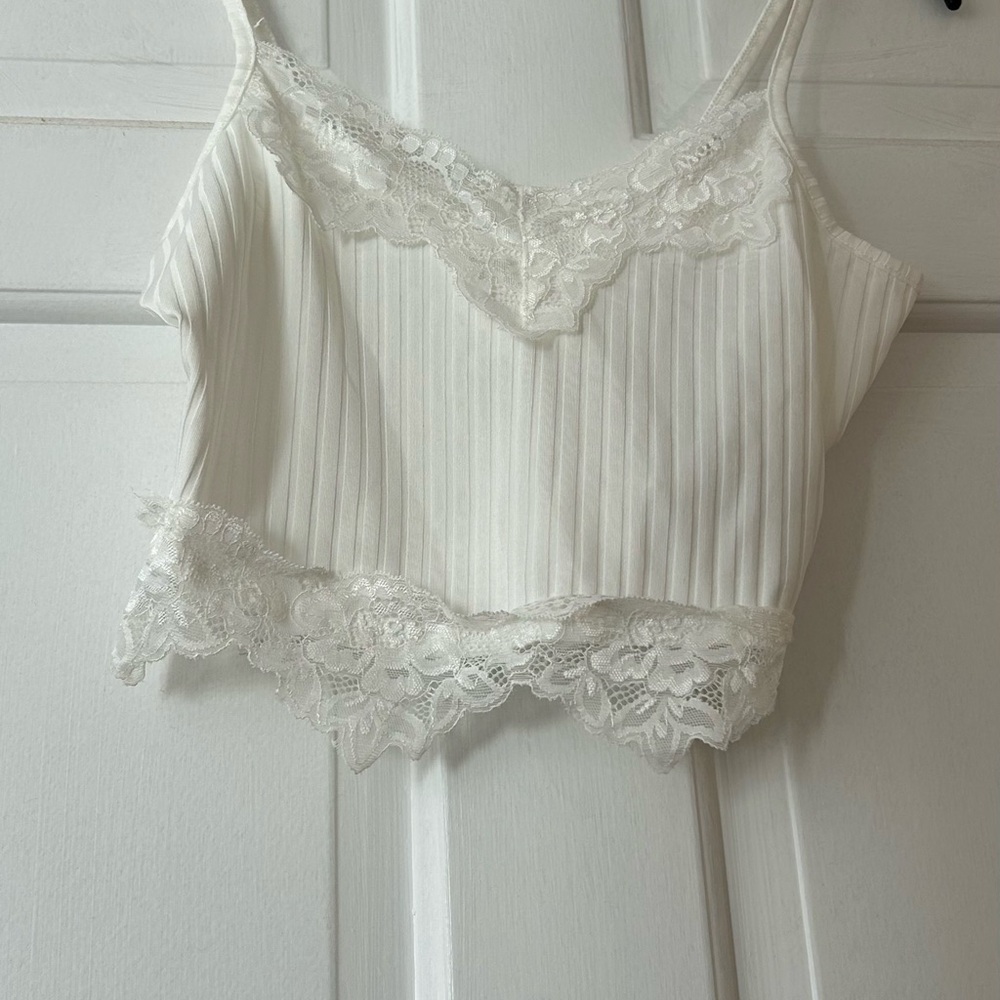 White Lace Trim Cami Top
